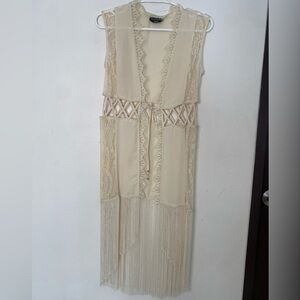 bebe Cream Lace Slip Dress